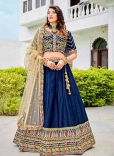 Blue Colour Aahvan Sonika Bridal Wear Exclusive Silk Lehenga Choli Collection 901